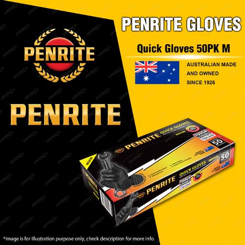 Penrite Non-Slip Nitrile Workshop Quick Gloves - Box of 50 - Medium