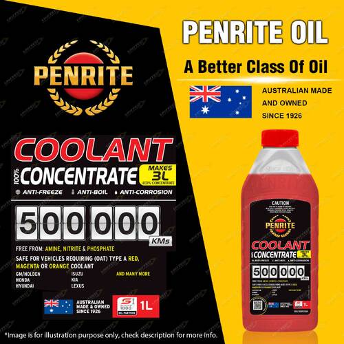 1 x Penrite 500,000KM Red Coolant Concentrate Engine Coolant 1 Liter