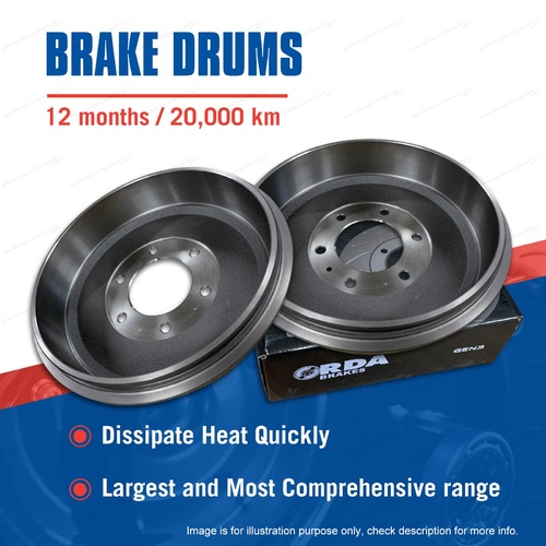 Pair Rear Brake Drums for Isuzu D-MAX Holden Colorado 2.4L 2.8L 3.0L