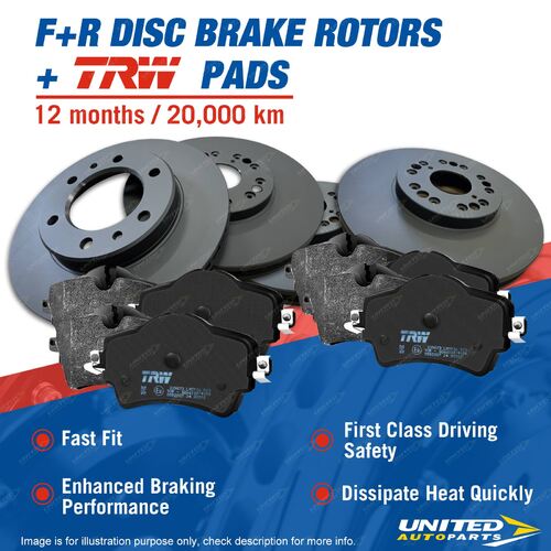 F + R Brake Rotors Pads for Jeep Grand Cherokee WH WK Commander XK XH