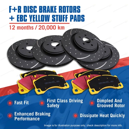 F + R Slotted Brake Rotors EBC Pads for Toyota Landcruiser 70 HDJ VDJ V8