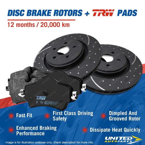 Front Slotted Brake Rotors TRW Pads for Isuzu D-Max Holden Colorado RC 280