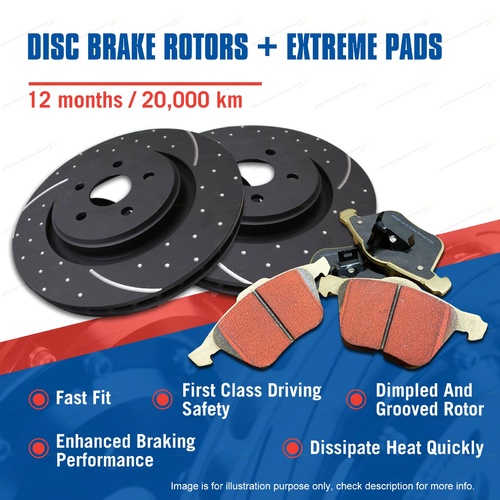 Front Slotted Brake Rotors Extreme Pads for Nissan Terrano I II R20 2.7 3.0