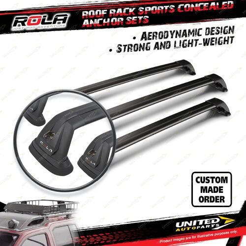 3 x Rola Sports Concealed Roof Rack Bars for Toyota Landcruiser Prado 120 Series