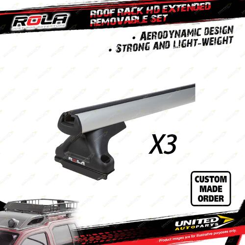 3 x Rola HD Extended Removable Roof Rack Bars for Renault Trafic X82 Van 2015-On