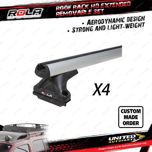 4 x Rola HD Extended Removable Roof Rack Bars for Renault Trafic X82 Van 2015-On