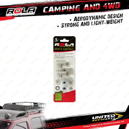 Rola Roof Rack Accessory M8X20 Drop And Turn Channel Bolt Set 271 x 70 x 30mm