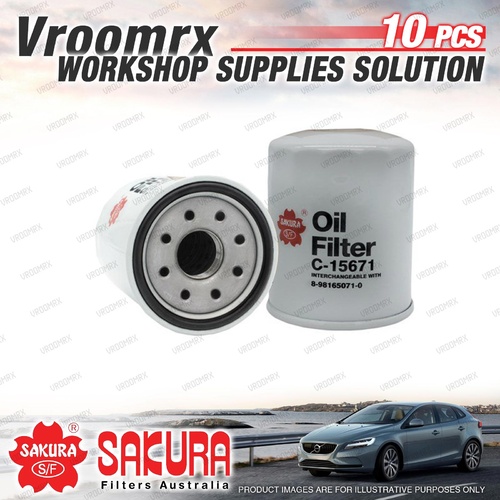 10Pcs Sakura Oil Filter for Isuzu D-MAX TF MU-X 3.0L Turbo Diesel 4Cyl 2012-On