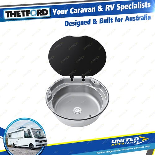 Thetford Stainless Steel Round Sink Comes With Black Glass Lid for Caravan