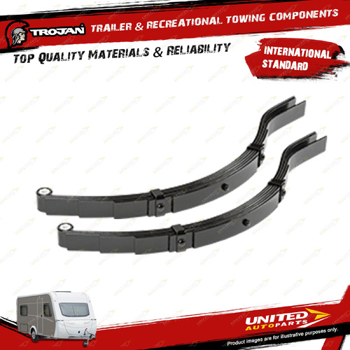 2x Trojan Trailer 7 Leaf Slipper Dacromet Coated Suspension Leaf Springs 1500Kg