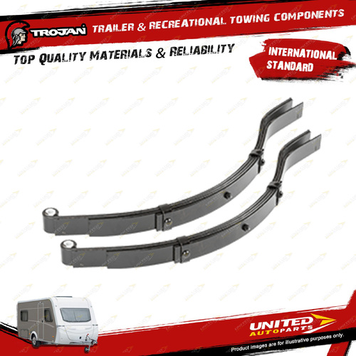 Pair Trojan Trailer 4 Leaf Short Slipper Dacromet Coated Leaf Springs 1000Kg