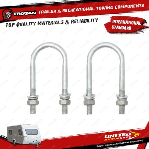 2x Trojan U Bolts M10 X 43 RND X 110 for Trailer Hardware Hinges Bolts Fasteners