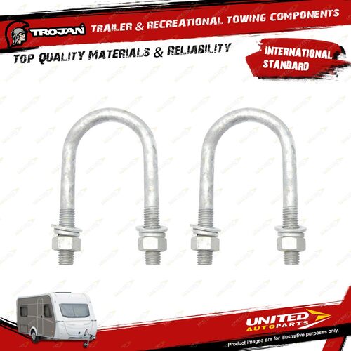 2x Trojan U Bolts M12 X 51 RND X 110 for Trailer Hardware Hinges Bolts Fasteners