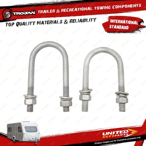 2x Trojan U Bolts M12 X 51 RND X 120 for Trailer Hardware Hinges Bolts Fasteners