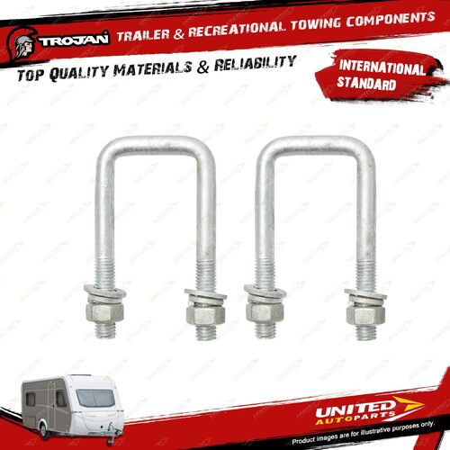 2x Trojan U Bolts M12 X 43 SQ X 100 for Trailer Hardware Hinges Bolts Fasteners