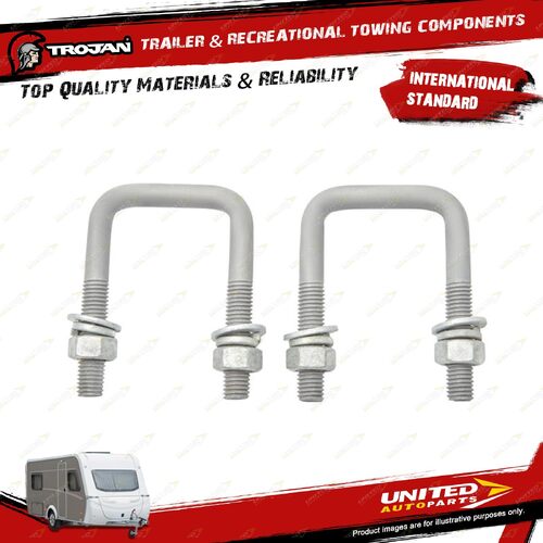 Pair Trojan U Bolts M12 X 51 SQ X 85 for Trailer Hardware Hinges Bolts Fasteners