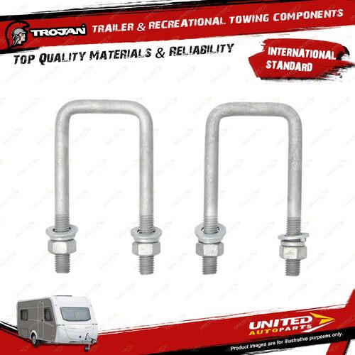 Pair Trojan U Bolts M12 X 51 SQ X 12 for Trailer Hardware Hinges Bolts Fasteners