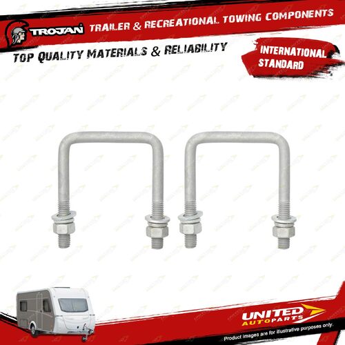 Pair Trojan U Bolts M12 X 80 SQ X 100 Suit Jockey Wheel for Vehicle Accessories