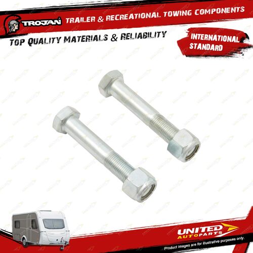 Pair Trojan Shackle Bolts & Nuts 1/2 Inx 3 Inch for Trailer Suspension Parts