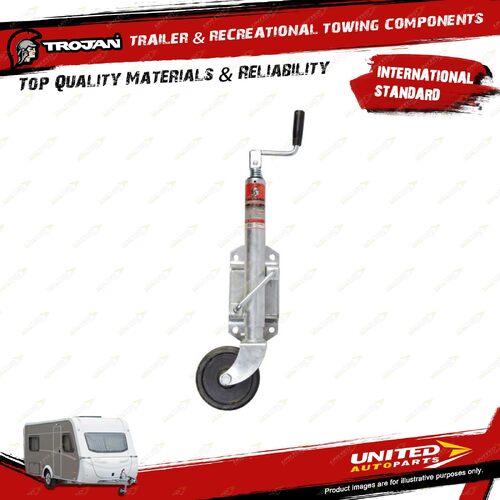 Trojan Trailer 6 Inch Manual Jockey Wheel Solid Rub Galvanized Fold Hand