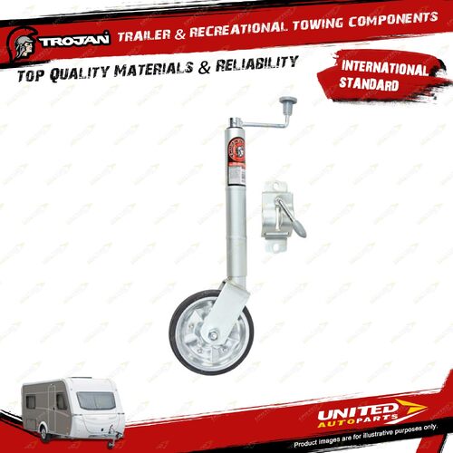 Trojan Trailer Manual Jockey Wheel 8 Inch X 2 Inch Solid Clamp for Vehicle Parts