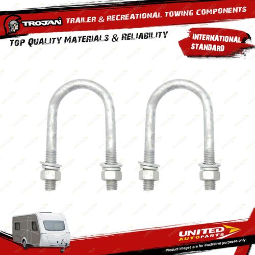 Pair Trojan Hardware U Bolts M10 X 43 SQ X112 Galvanized for Vehicle Accessories