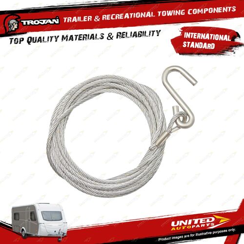 Trojan Galvanised Winch Wire 5mm X 7.0m 23 Ft for Trailer Winches Spare Parts