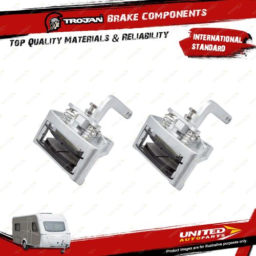 2x Trojan Trailer Brake Caliper Mechanical CI Dacromet Ctr Pull Inc Pads