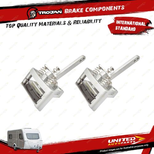 2x Trojan Trailer Brake Caliper Mechanical CI Dacromet FWD Pull Include Pads