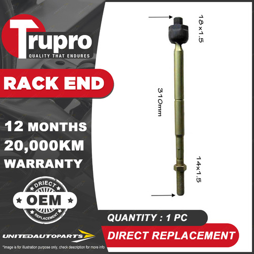 1 Pc Trupro Rack End for FORD COMMERCIAL ECONOVAN 2WD & 4WD 01/00-03/06