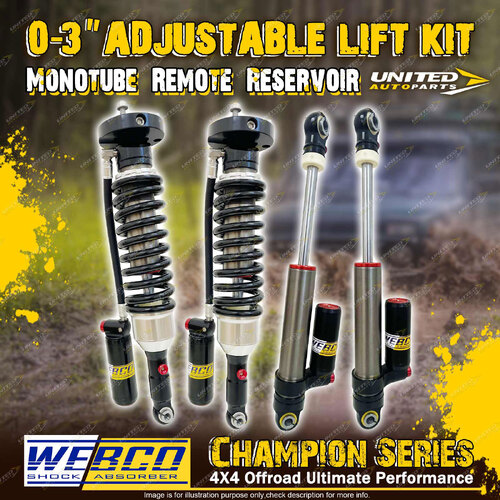 Monotube Remote Reservoir 0-3 Inch ADJ Shock Lift Kit for Toyota Hilux Vigo Revo